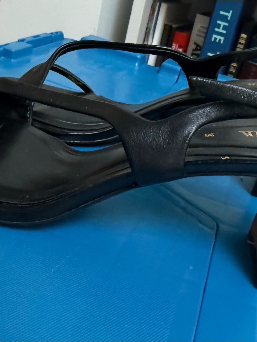Zara Black Minimalist Square-Toe Sling Heels - Picture 5 of 6
